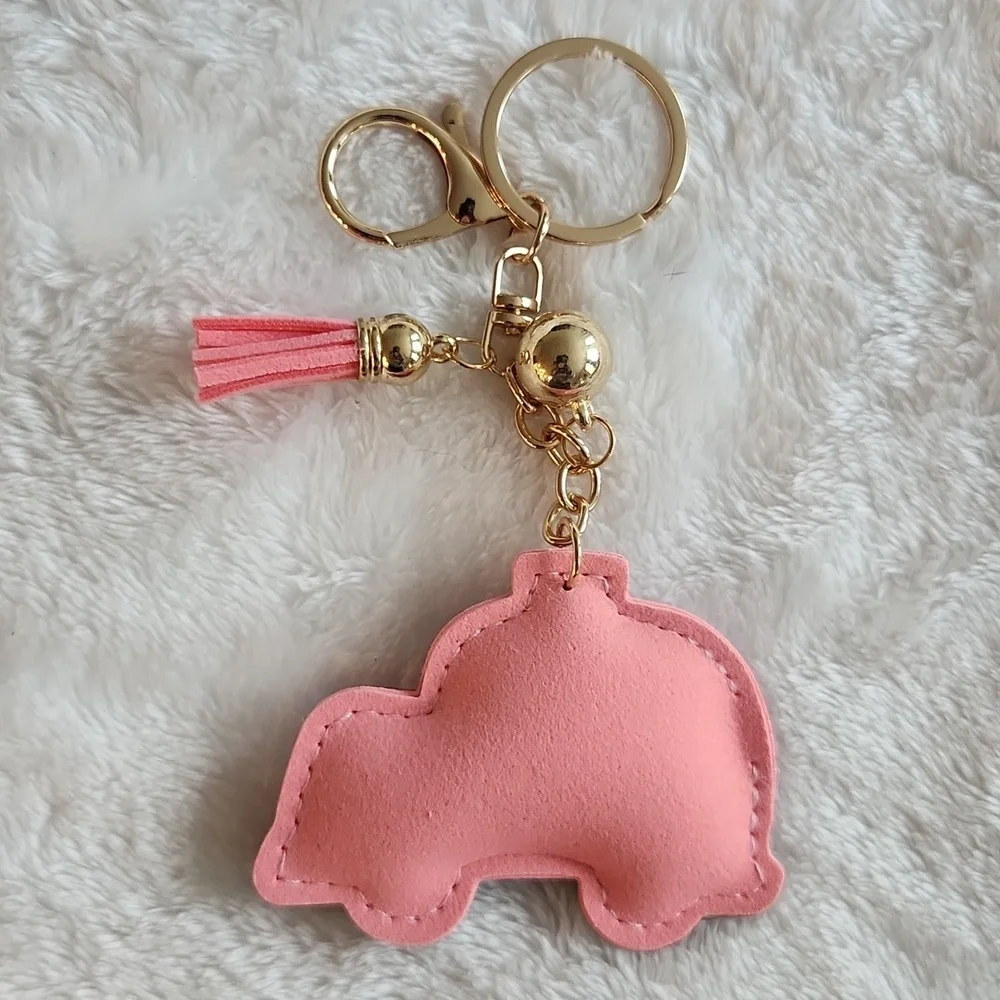 Pink Taxi Sparkling Rhinestone Car Keychain  Bag Charm